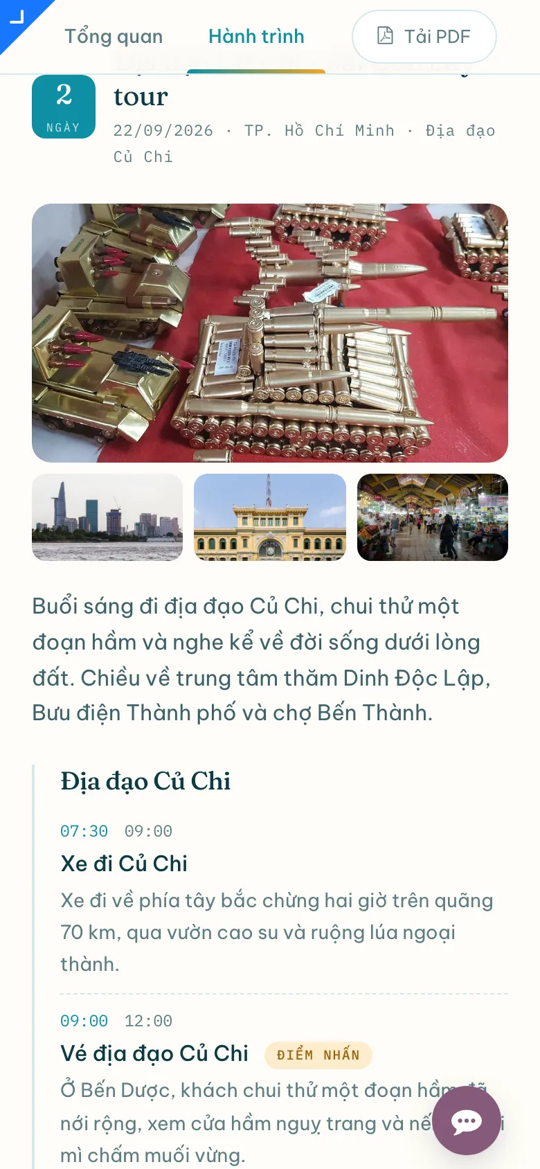 Lịch trình theo ngày trên điện thoại